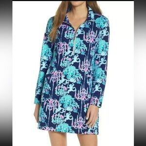 Lilly Pulitzer Skipper Dress Bright Navy Pop Up Monkey Trouble Zip